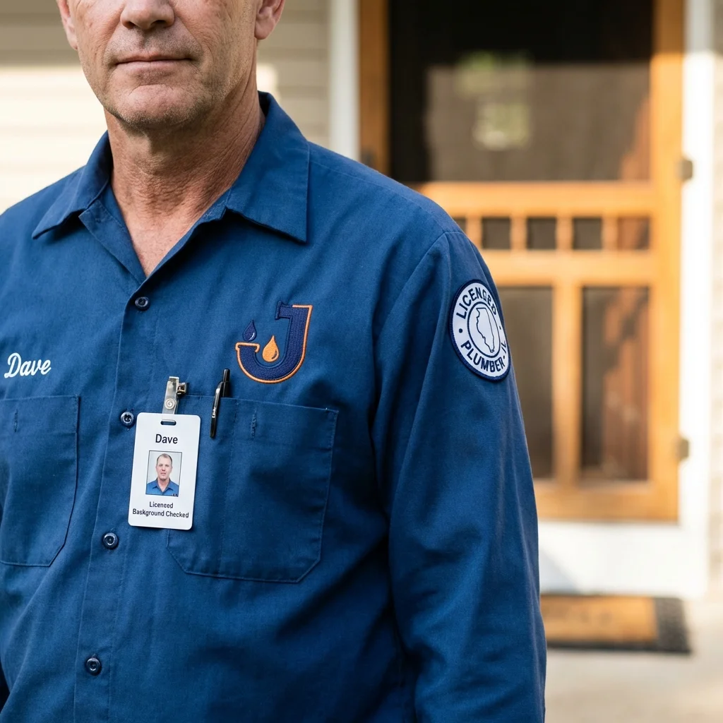 Licensed plumber showing ID badge in Grafton, WV