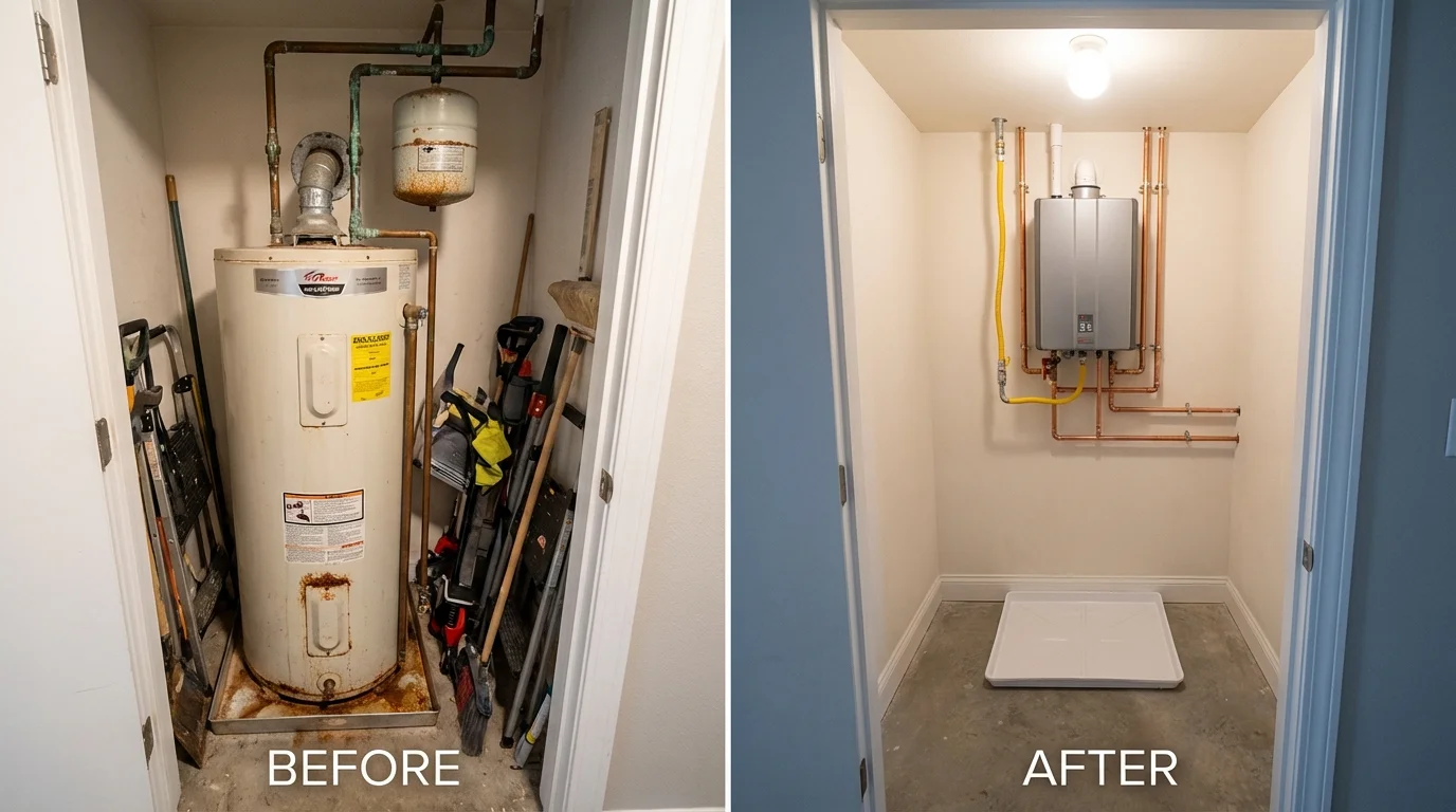 Tank water heater versus wall-mounted tankless unit comparison for Grafton, WV homeowners